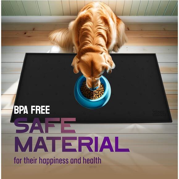Does Not Apply Other - 🔥Dog Food Mat Raised Edges Cat Food Mat Prevent Spills – S: 18.5" x 11.5" Gray